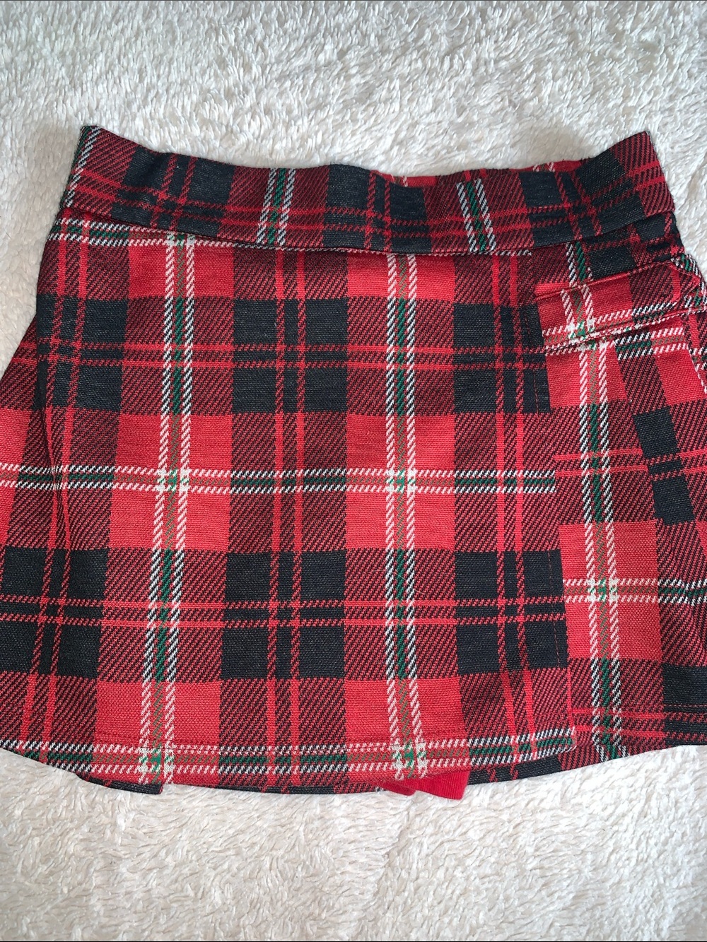 Gap Red Black Plaid Skirt Skort Small 6/7 EUC
